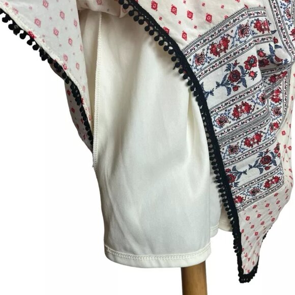 Knox Rose Trapeze Dress S Tassel Tie Pom Boho Red Black Lined Sleeveless Halter - Picture 6 of 7